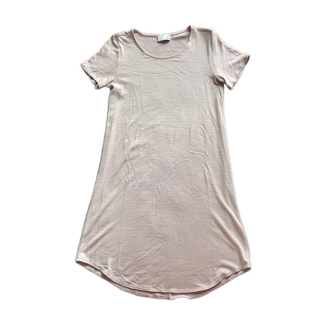 Wilfred Free by Aritzia Soft Knit Baby Pink T-Shirt Mini Dress XS